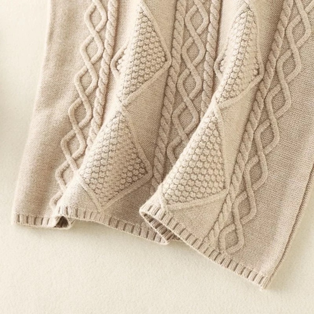 NEW Beige Cable Stretchy Knit Bodycon Midi Sweater Skirt - Picture 7 of 8